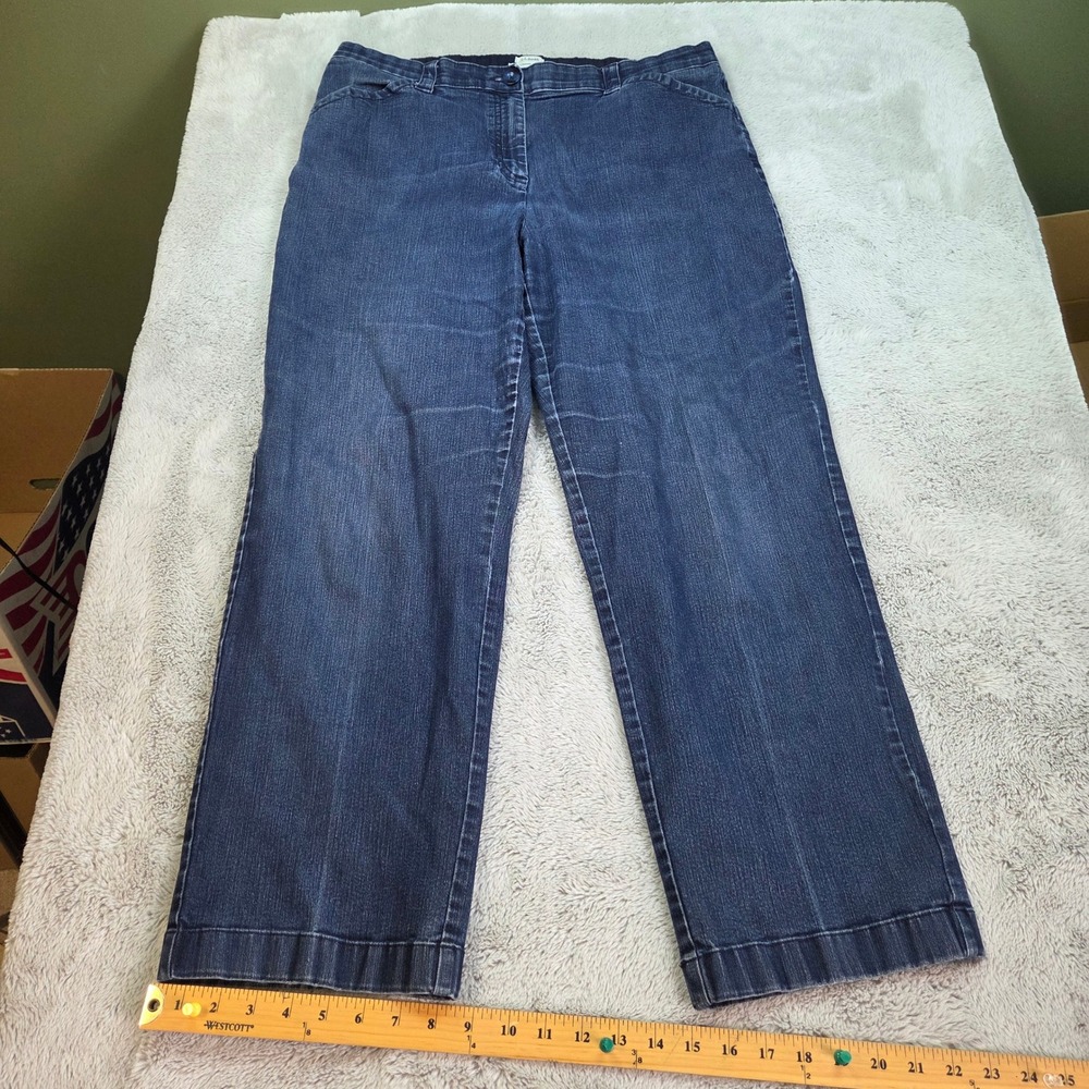 L.L.Bean Classic Fit Jeans Womens Sz 18 Reg Straight Leg Stretch Denim Dark Blue